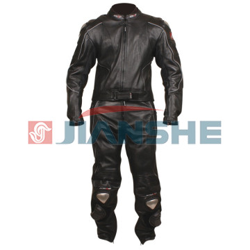 Мотокостюм (куртка, штаны) кожаный черный NF-8003 ATROX